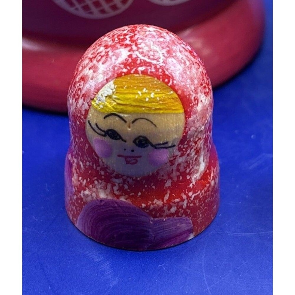 Hand Painted Wooden Russian Matryoshka Nesting Dolls Pink Floral 6pc Set Read - Picture 5 of 9